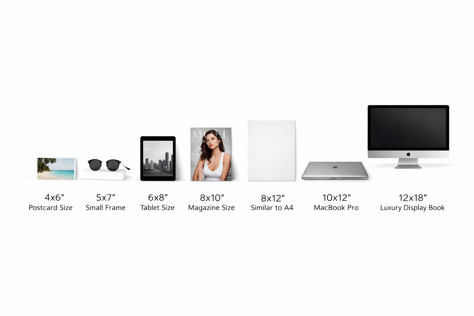 Album sizes compared to everyday objects